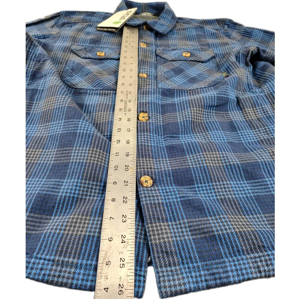 Stio Flannel Jacket Men's L Blue Plaid Heavyweight Outdoor Work Wear Shacket NWT - Picture 10 of 11